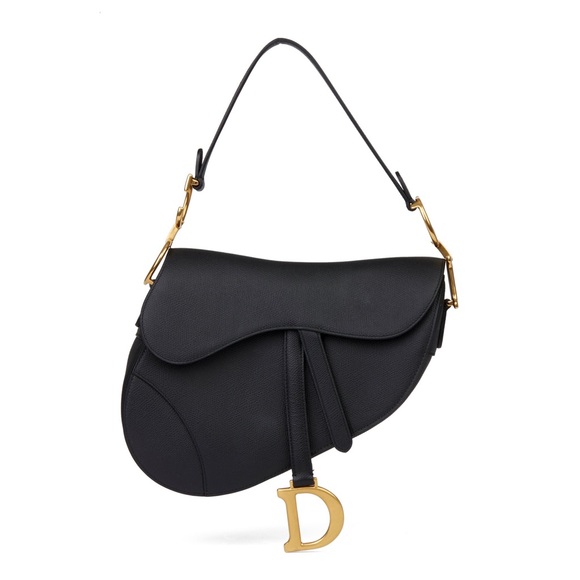 Dior Handbags - Dior saddle bag calfskin black and gold